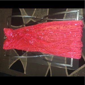 Mac Duggal pink sequenced “prom” dress